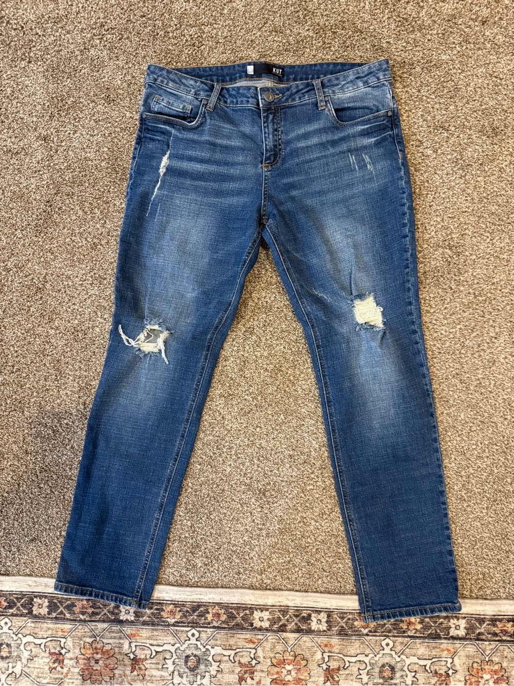 Kut From The Kloth Women's Dark Blue Distressed Skinny Jeans